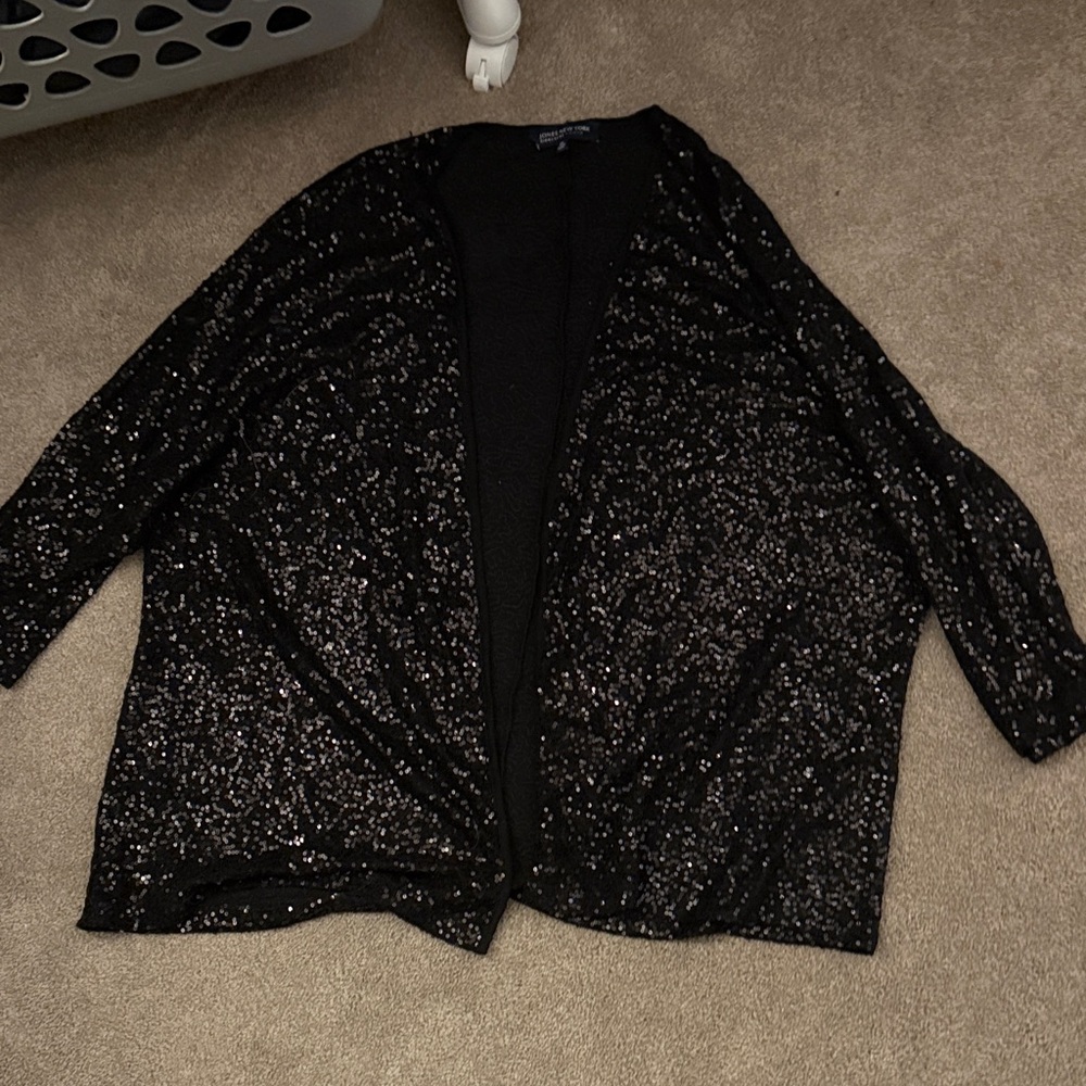 Jones New York Black Sequin Cardigan